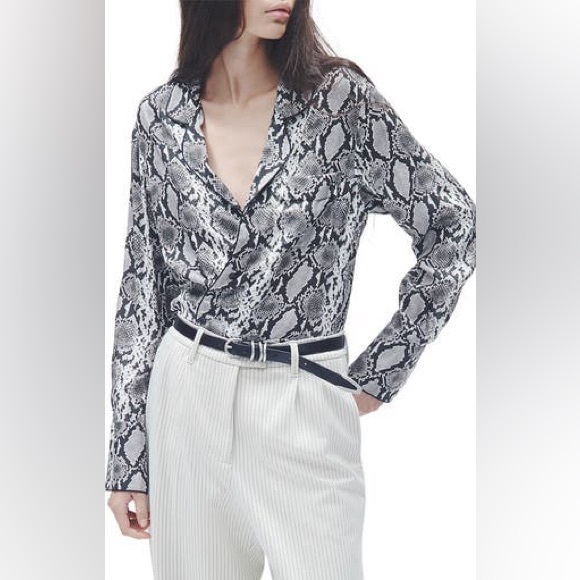 Pleione Tops - Pleione Women's Snake Print Blouse M